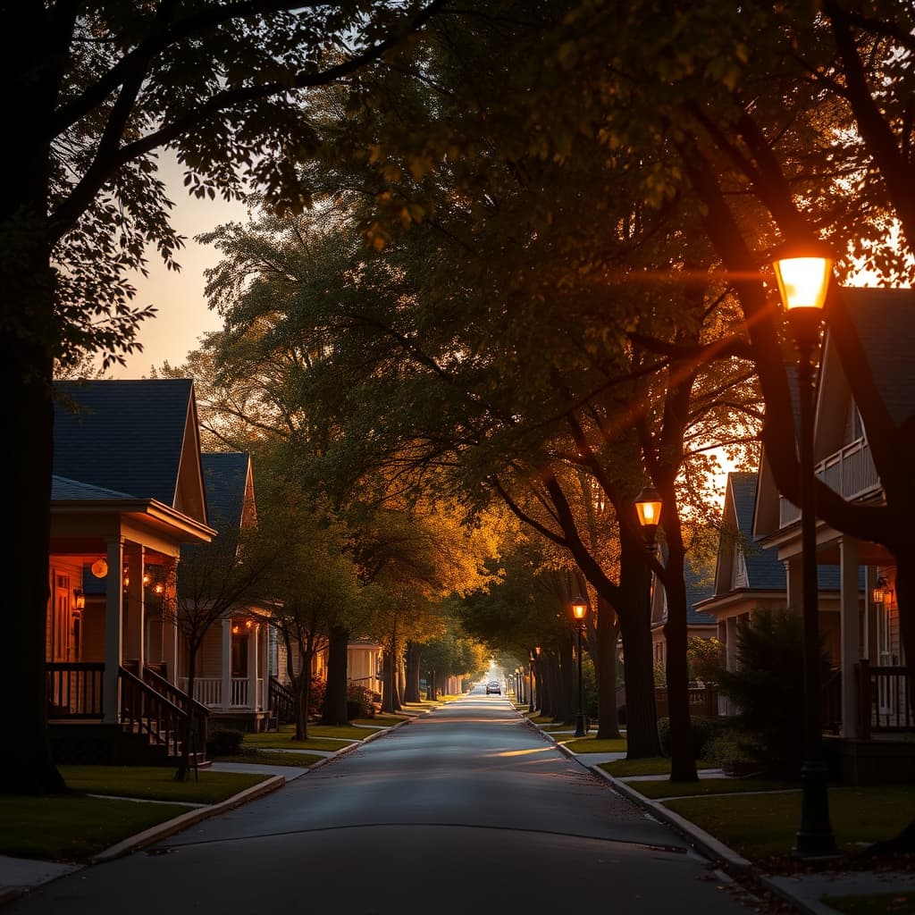 A warm evening on a tree-lined Ontario neighbourhood street