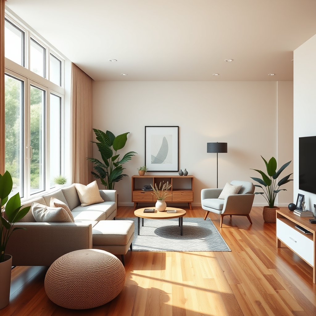 Bright renovated living room